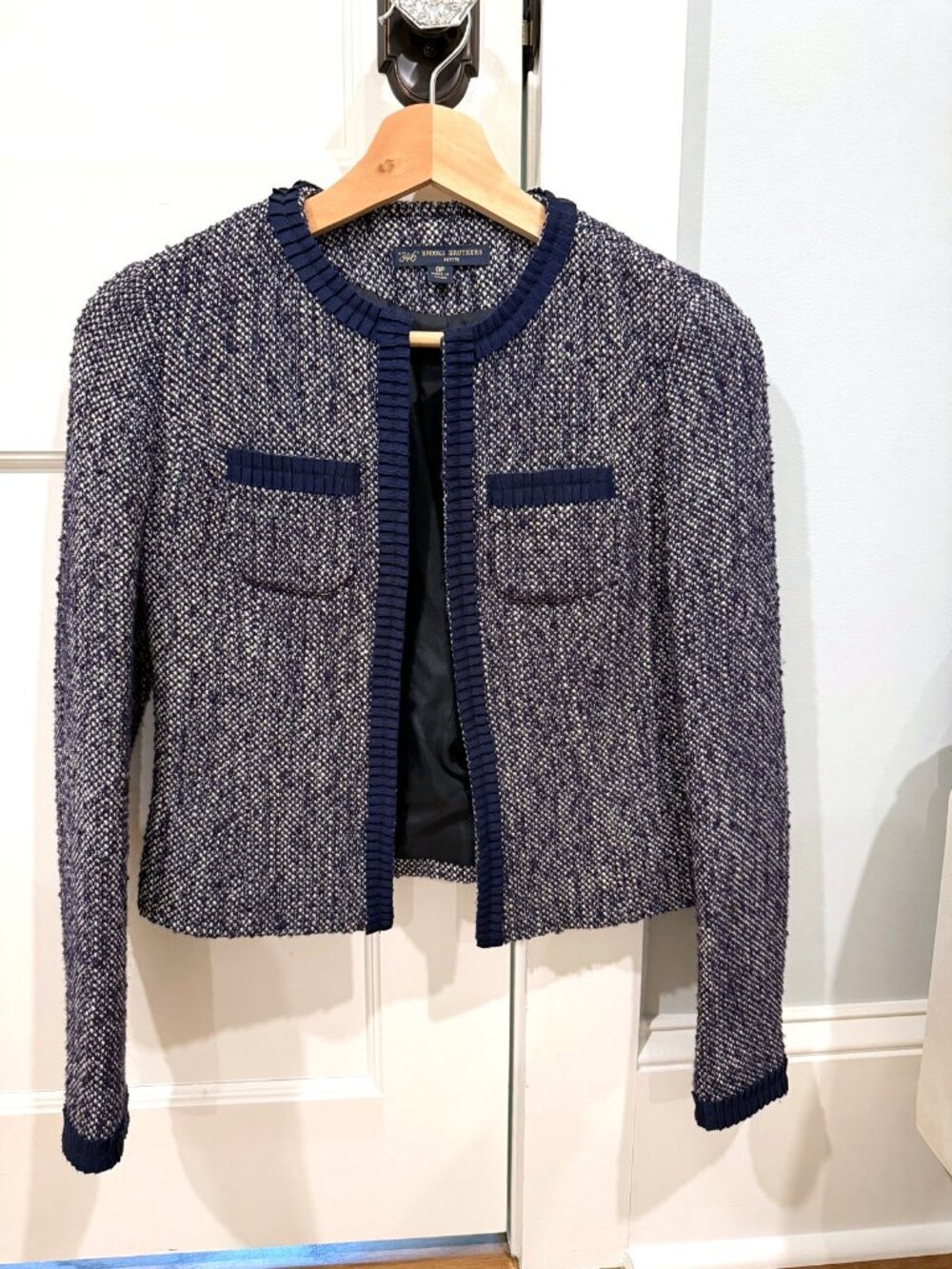 Brooks Brothers 346 Petite Navy Tweed Jacket Blazer 0P